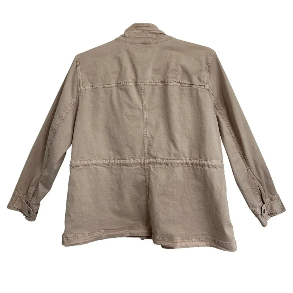 Womens Beige Cargo Utility Jacket 2X 97% Cotton 3% Spandex Hiking Walking - Picture 3 of 8